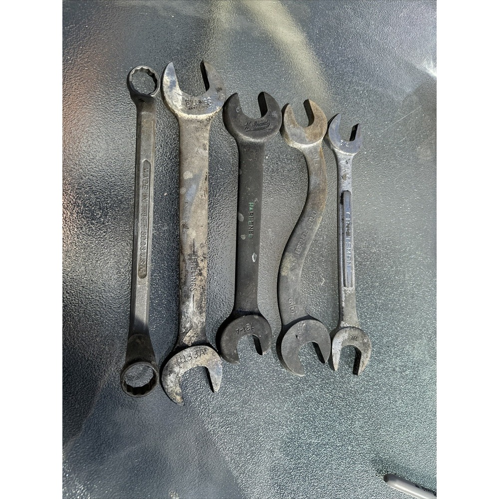 Lot Of 5 Assorted Brands Open End Wrenches  Craftsman/Billings/Herbrand/Tru-Fit